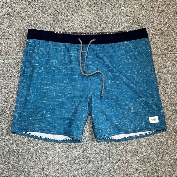 GLOBE Swim Trunks Board Shorts Mens Size 34 Blue Striped Drawstring - Picture 1 of 11